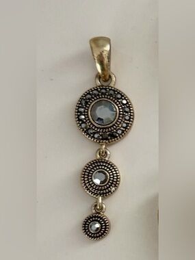 Lia Sophia Gold-Tone Triple Drop Pendant with Hematite Stones